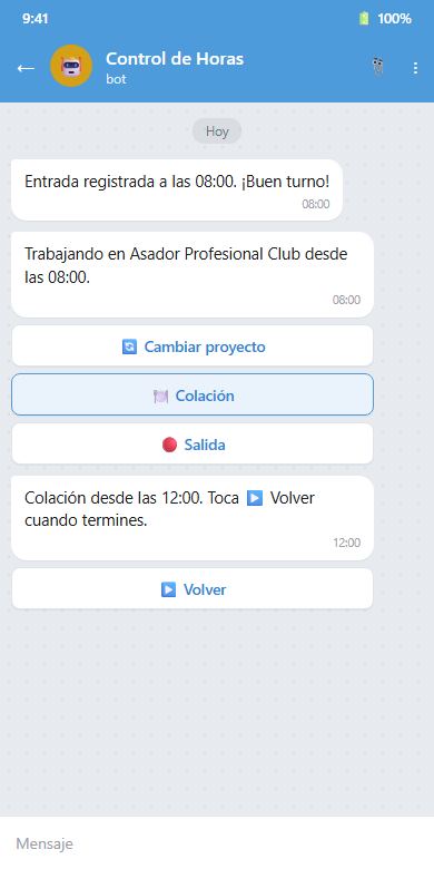 Bot de Telegram marcando colación