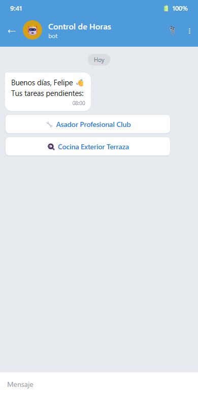 El mismo chat aplicado en una maestranza, con las tareas del día